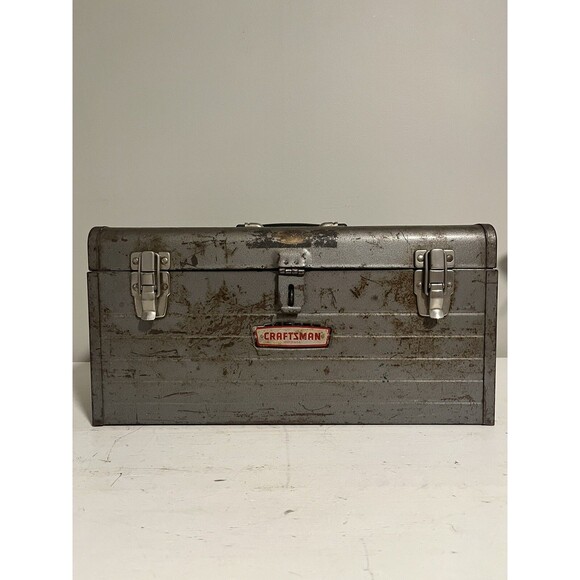Vintage Sears Craftsman 6500 18" Metal Toolbox with Red Removable Metal Tray - Picture 1 of 14